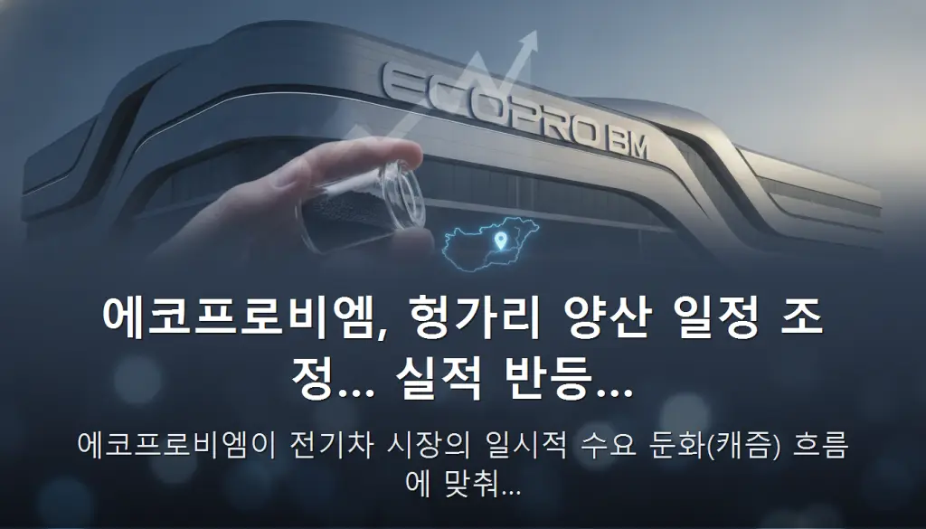 에코프로비엠, 헝가리 양산 일정 조정… 실적 반등… — 에코프로비엠이 전기차 시장의 일시적 수요 둔화(캐즘) 흐름에 맞춰…