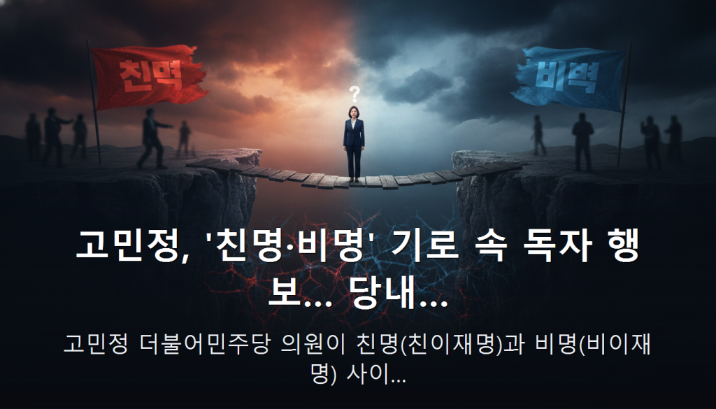 고민정, '친명·비명' 기로 속 독자 행보… 당내… — 고민정 더불어민주당 의원이 친명(친이재명)과 비명(비이재명) 사이…