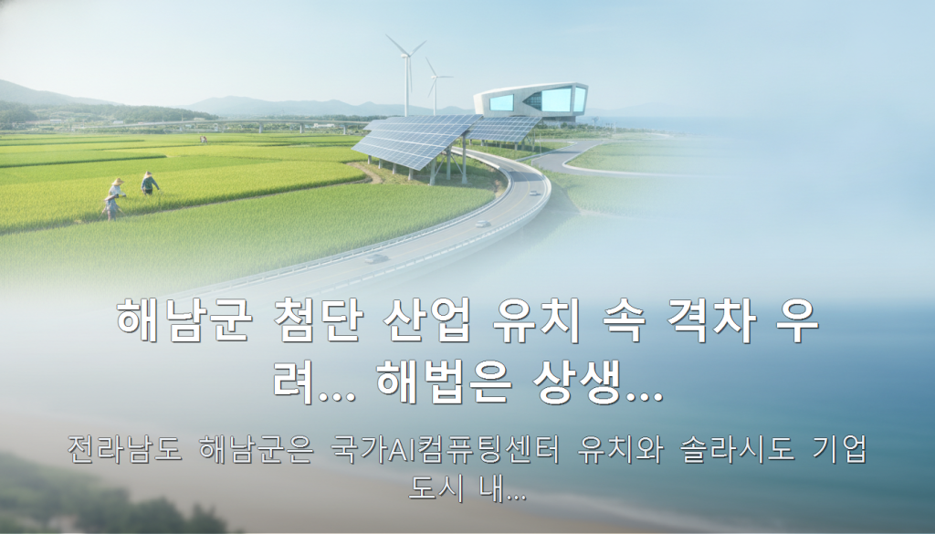 해남군 첨단 산업 유치 속 격차 우려… 해법은 상생… — 전라남도 해남군은 국가AI컴퓨팅센터 유치와 솔라시도 기업도시 내…