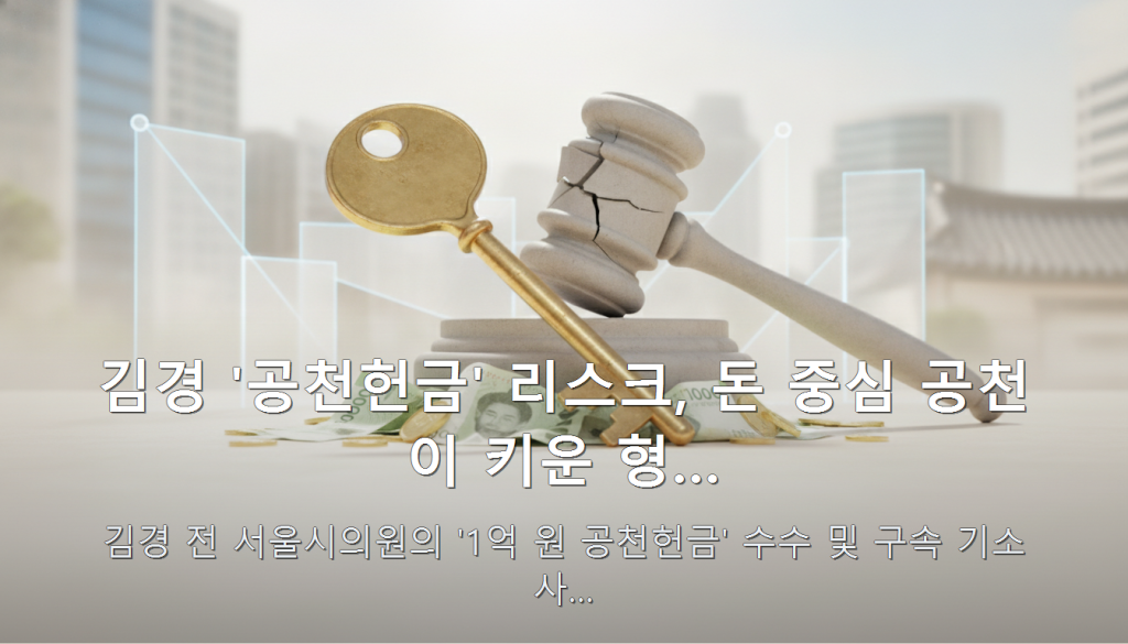 김경 '공천헌금' 리스크, 돈 중심 공천이 키운 형… — 김경 전 서울시의원의 '1억 원 공천헌금' 수수 및 구속 기소 사…