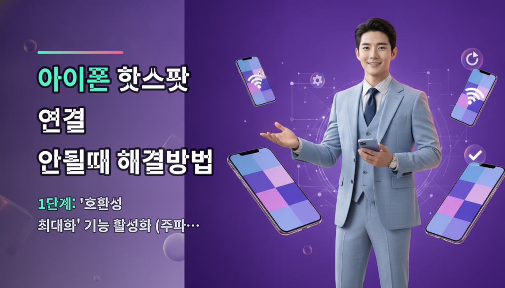 아이폰 핫스팟 연결 안될때 해결방법 — 1단계: '호환성 최대화' 기능 활성화 (주파…